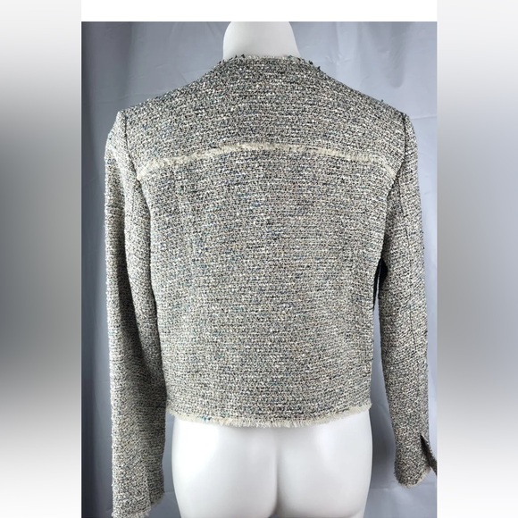 Theory Tweed Blazer Ualana Compromised Tweed Open Front Coat Size 10 Multicolor - Picture 11 of 16